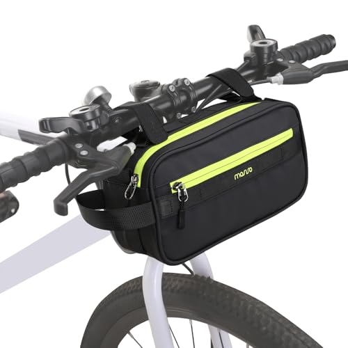MOSISO Bike Handlebar Bag, Bicycle Frame Case, Multifunctional Waterproof Cycling Front Pouch with Shoulder Strap, Bike Crossbar Front Bag Storage Tool Bag for Women Men Road Mountain Cycling, Green