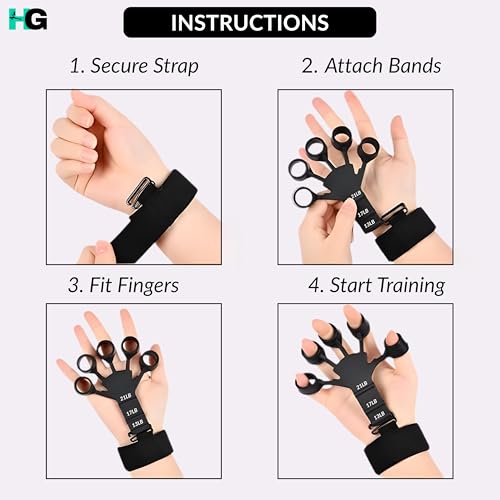 Image of Finger Exerciser for Hand, Finger & Forearm Strength Training with Adjustable Resistance Levels, Ergonomic Finger Loops and Wrist Strap for Grip Workout & Daily Hand Exercise for Men & Women