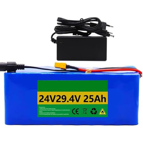 WPXXXW Batería Bicicleta Eléctrica 24V,25.2V 29.4V 8Ah 10Ah 12Ah 15Ah 18Ah 20Ah 25Ah Ebike Battery Batería Iones Litio PVC Impermeable,para 250W 350W 500W Motor,con Cargador(XT60,25.2V 18AH)