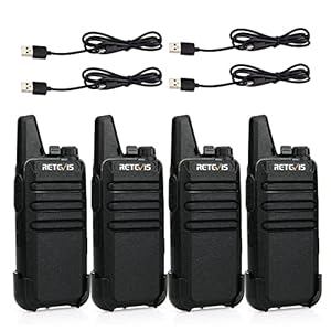 Retevis RT622 Walkie Talkie Ricaricabili, Mini Ricetrasmettitori Portatili, PMR446 Licenza-libero, VOX CTCSS/DCS, Emergenza Walkie Talkie Professionali per Scuola, Ristorante (Nero, 4 Pezzi)