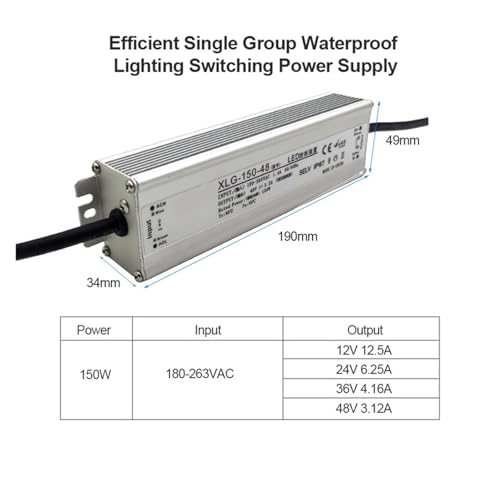 Alimentation étanche 150W IP67 pour éclairage LED extérieur