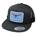 WHISKEY BENT HAT CO. Cattle Co. Longhorn Adjustable Snapback Hat, The Chisholm (Charcoal/Black)