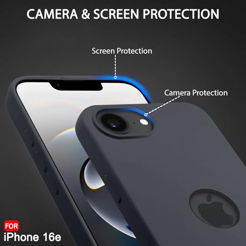 Image of TheGiftKart Liquid Silicone Back Cover Case for iPhone 16e | Soft Micro-Fibre Lining Inside | Camera & Screen Protection | Shockproof Back Cover Case for iPhone 16e (Silicone, Grey)