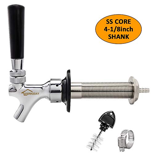 FERRODAY 4-1/8 inch Shank Stainless Steel Core Beer Faucet Draft Beer Faucet Chrome