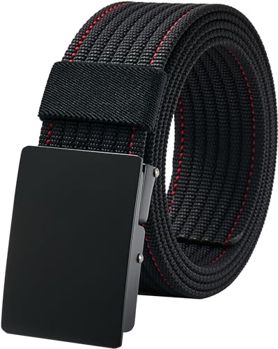 Image of LionVII Men Nylon Web Belts - Metal Buckle, Fully Adjustable Belt Strap for Work, Easy Trim to Fit 27- 46 inch Waist