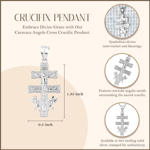 Claddagh Gold .925 Sterling Silver Caravaca Angels Cross Crucifix Pendant Necklace and Pendant Only3