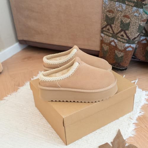 XIXITIAO Slippers for Women Suede Leather Platform Slippers Slip on Cozy Winter Womens House Slippers for Indoor Outdoor2