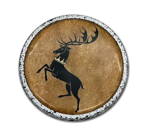 Image of Elektroplate Officially Licensed Game of Thrones House Baratheon Sigil Round Distressed All Metal Chrome Emblem for Cars, Trucks, and All Auto | Universal Fit at 3.5 inch Diameter | Weatherproof