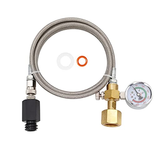 Upgraded Soda Machine Co2 Adapter 60in Stainless Steel Hose with Larger Pressure Gauge, CGA320 Co2 Tank Direct Adapter to Jet/One Touch/Fizzi Soda Water Machine (60 inch)