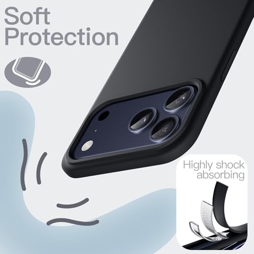 Image of JETech Liquid Silicone Case for iPhone 17 Pro Max 6.9-Inch, Silky Soft Touch Full-Body Protection, Anti-Scratch Shockproof Phone Cover with Microfiber Lining (Black)