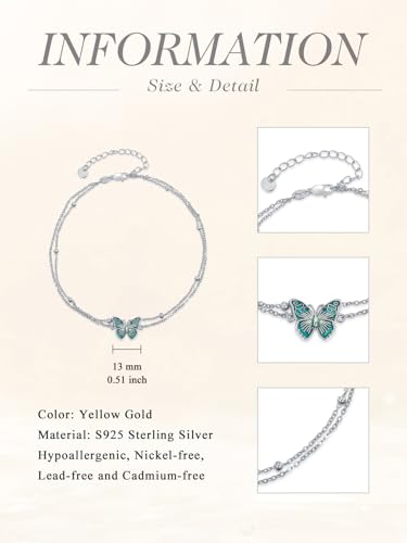 Image of 925 Sterling Silver Layered Ankle Bracelets for Women Jewelry Gifts | 925 Sterling Silver Layered Sea Turtles /Elephant /Wave Anklet Animal Bracelet Summer Ocean Beach Jewelry Gifts for Women