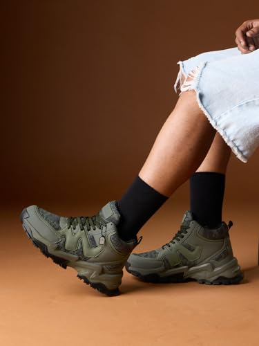 Image of The Souled Store Fumes NX: Men and Boys High Top Sneakers Streetwear Shoe Breathable Mesh and Synthetic Upper Chunky Midsole RidgeLock Traction Sole Lace Up Closure