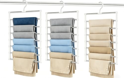 Pluvinctus 3 Pcs Trouser Hangers Space Saving Wardrobe Storage Organiser