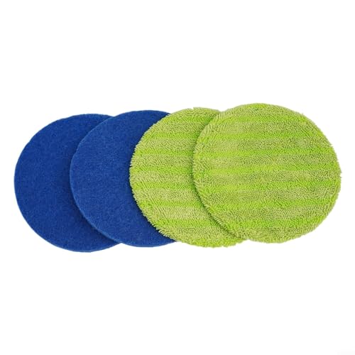 LatoYard Almohadillas eléctricas inalámbricas de microfibra reutilizables y lavables para suelos de madera y piedra, paquete de 4 unidades, azul y verde