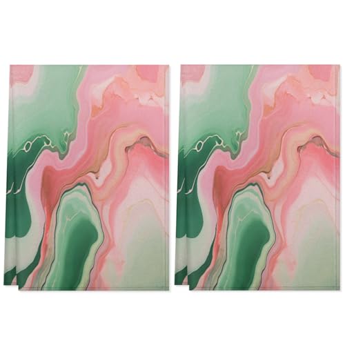 QsirBC Classic Marbles Decor Kitchen Towels Set of 2 Hand Towels Dish Towels Reusable Decorative Towel Sets for Cooking Baking, 28.3 X 17.7 Inch