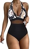 Model wearing RXRXCOCO Womens One Piece Swimsuits Tummy Control Bathing Suit