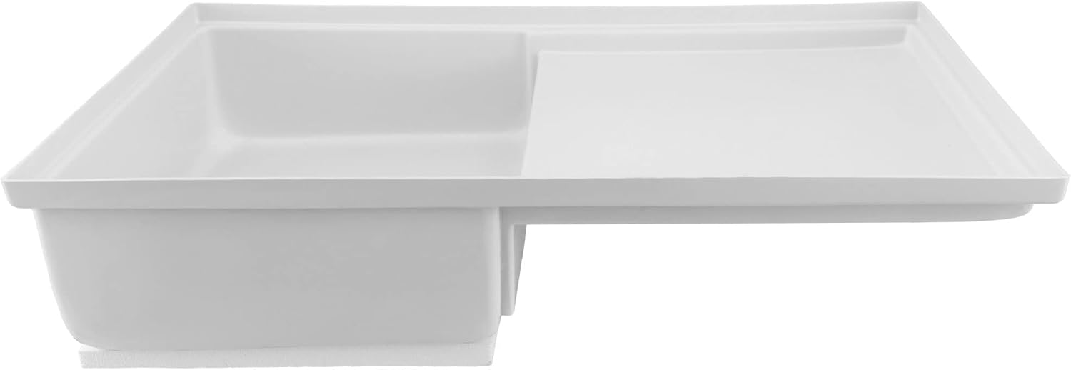 RecPro RV White Shower Pan | Camper Shower Pan (Corner Drain, 35" x 21")