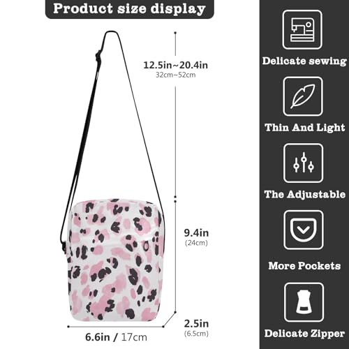 small messenger bag for men Small Crossbody Bag For Women Purse Bag Adjustable Strap for work work - Peach Leopard Print3