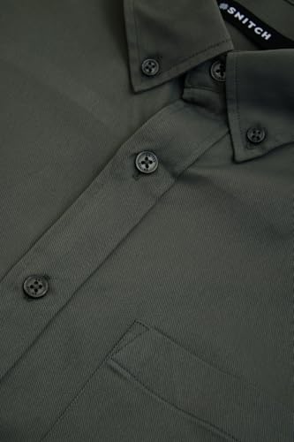 Image of SNITCH Men Casual Shirt | Regular Fit Long Sleeve Button-Down Collar Textured Style | Durable Polyester Twill & Single Patch Pocket for Work