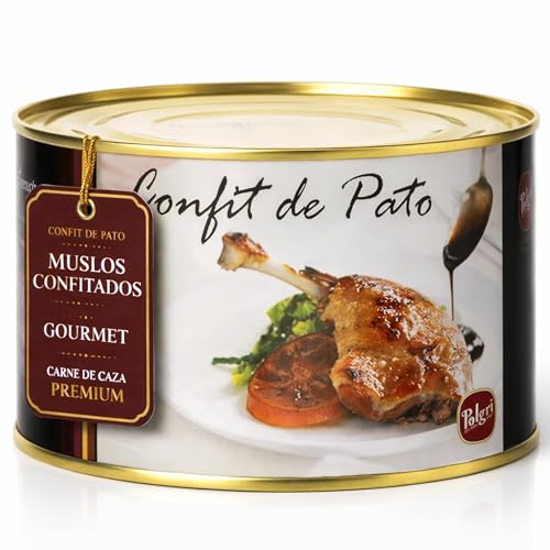 POLGRI Confit de Pato Muslos Confitados Gourmet 2 Latas 1350 g 4 Unidades Carne de Caza Premium Receta Manchega Listo para Calentar Textura Jugosa Sabor Delicado Cocina Gourmet Calidad Elite