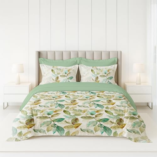 Image of LANE LINEN 100% Cotton Printed King Size Bedsheet - Yellow Leaves | OEKO-Tex Certified, 250TC, Fits King & Double Bed, Botanical Print, Breathable & Wrinkle-Free, Includes 2 Pillow Covers