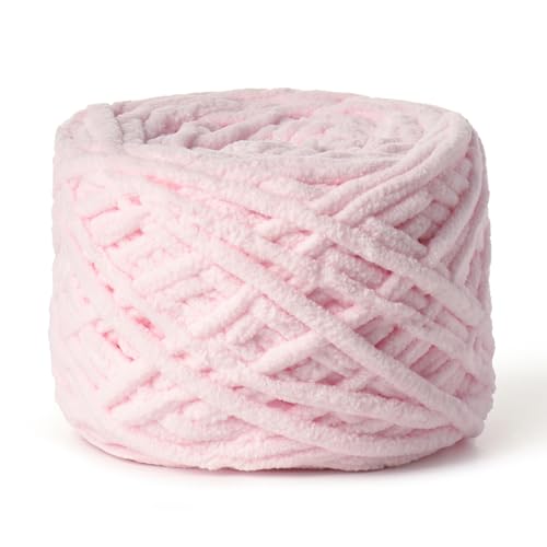 Image of Fluffy Chenille Chunky Yarn for Crocheting 100g(65.6yd) - Baby Yarn for Crocheting Soft - Velvet Yarns for Crochet Blanket - Amigurumi Crochet Yarns(Pink