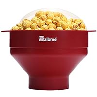 Gezonde Magnetron Popcorn Popper Salbree Salbree Siliconen Magnetron Popcornmaker - Opvouwbaar, Geen Olie Nodig | Gezond & Milieuvriendelijk | Inclusief Handgrepen (Robijnrood) Magnetron Popcorn Maker