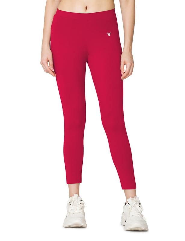 Image of VSTAR PL02 Women Ankle Length Stretchable Slim Fit Leggings with Secured Side Pocket | Moisture-Wicking | Soft Waistband & Cotton-Elastane Fabric