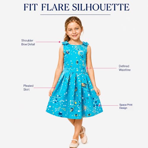 Image of Miss Lavish London Kid Dress for Girls, Shoulder Bow Printed Party Dress, Summer Dress for Girls, Kids Printed Dress for Birthday, Vacation, Wedding & Festival Girls Dresses