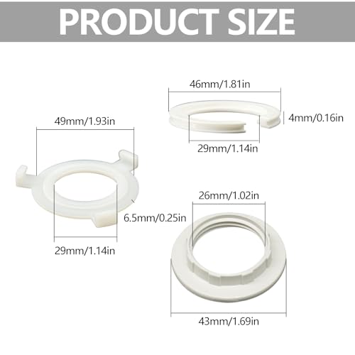 DAQUN 16 Pcs Light Shade Reducer Ring, Lampshade Ring, Lamp Shade Reducer Rings, E14/E27 Converter Adapter, Replacement - Image 3