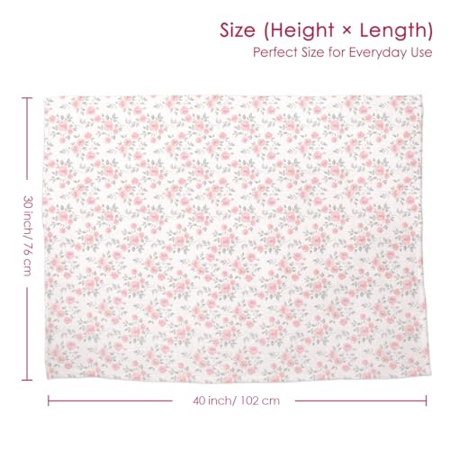 Image of SANDJEST Pink Rose Minky Muslin & Dotted Blanket 30x40 in Gift for Holiday, Gender Reveal Party, Hospital Visit, Baptism