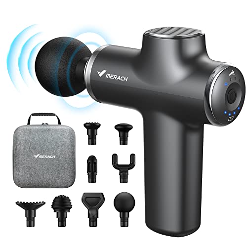 Merach Mini Massage Gun, Upgrade Powerful Deep Tissue Percussion Muscle Massager Gunfor Athletes, 8 Attachments & Carry Caseincluded, 9Dmini #TOP20