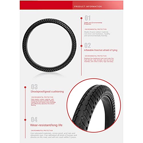 Catazer Honeycomb Solid Tire Non Inflation Perforated Shock Absorbing Tyre Explosion-Proof Solid Tires Bicycle Tire Cycling Tubeless Tyre 26X1 3/8Inch #TOP1
