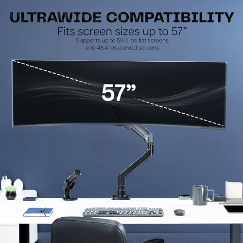 Image of VIVO Heavy Duty Ultrawide Monitor Arm for 57 inch Screens up to 59.4 lbs, Desk Mount TV and Monitor Stand Designed for Samsung Odyssey Ark, Neo G9, ViewFinity S9, and More, Black, STAND-GT57