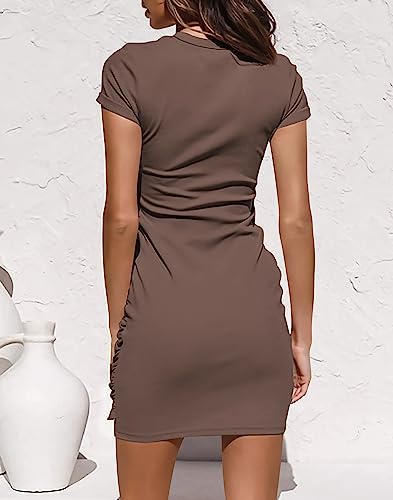 BTFBM Women 2025 Spring Casual Short Sleeve Ruched Bodycon Tank T Shirt Dress Tie Waist Sun Beach Summer Mini Dresses4