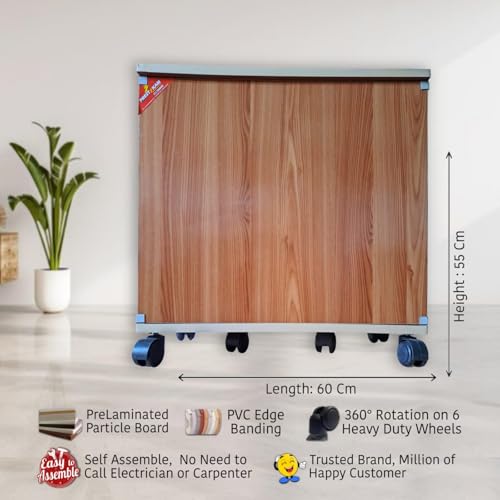 Image of Wooden 150 Kg Load Capicity Inverter Battery Trolley Box for Home & Office Cabinet | Battery Cover | 360 Rotating on 6 Heavy Duty Wheels & PVC Edge Band for Strength (Regal)