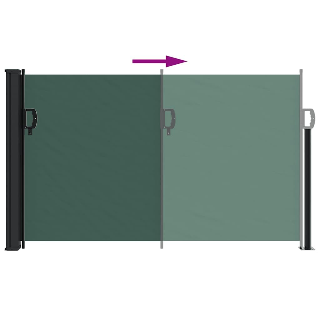Seitenmarkise 117x300 cm, ausziehbarer Sichtschutz für Balkon & Terrasse, seitliche Trennwand für Garten, aus Polyester mit Stahl- und Aluminiumrahmen, Dunkelgrün