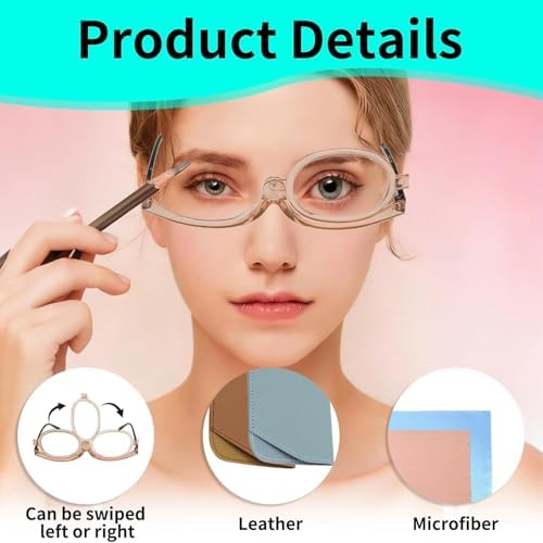 Magnifying Flip‑Lens Makeup and Reading Eyewear Set 2.5X Magnification 2 Pack with Blue Trim and Light Brown Trim Frames Compact for Makeup Application and Close‑Up Tasks with Carrying Pouches - 2