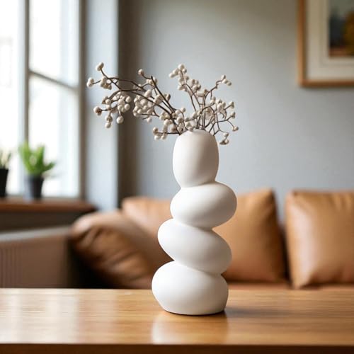 Image of Decorative Glass Vase for Flower Plants | Clear Glass vases for Home Decor | Glass vase for Living Room (Pebble vase)