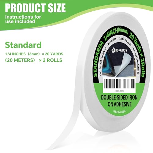 kepaibos double sided iron on hem tape with backing easy-iron washable fusible no sew tape for fabric standard 14 inch wide x 20 yards x 2 rolls