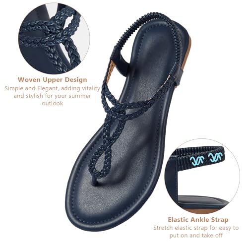 Image of zeetoo Women's Flat Sandals Summer T-StrapThong Bohemian Casual Comfortable Dressy Sandals for Women