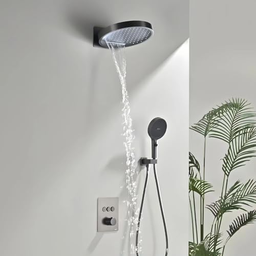 Colonne de douche thermostatique contre les variations d'eau, set gris - 3