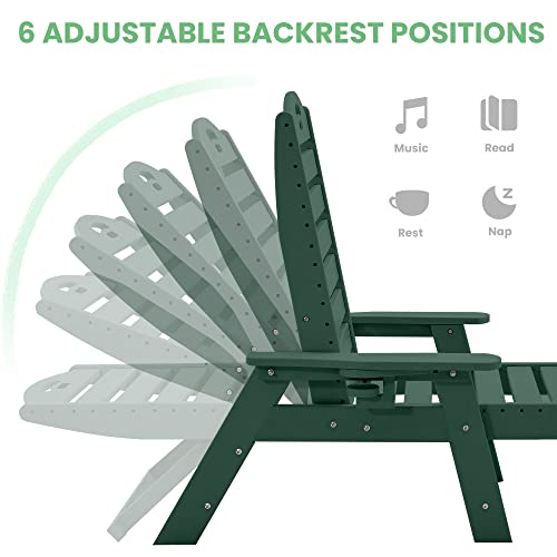 Chaise Lounge For Outdoor, Patio Lounge Chairs For Outside, Chaise Lounge Chair With 6 Positions, Hdpe Lounge Chair With Cup Holder For Pool Poolside Deck Backyard Lawn, Green #TOP2