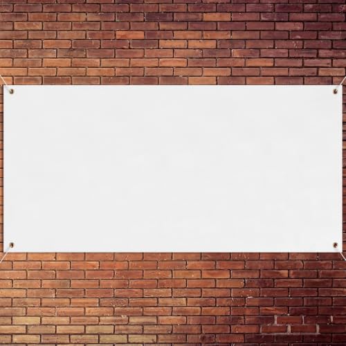 Image of Zonon Large Blank Banners And Signs Polyester Oxford Cloth Sublimation Banner To Decorate With Hanging Rope For Indoor Wall Outdoor Easy to Hang DIY Signs For Business Office(White,5 x 12 Feet)