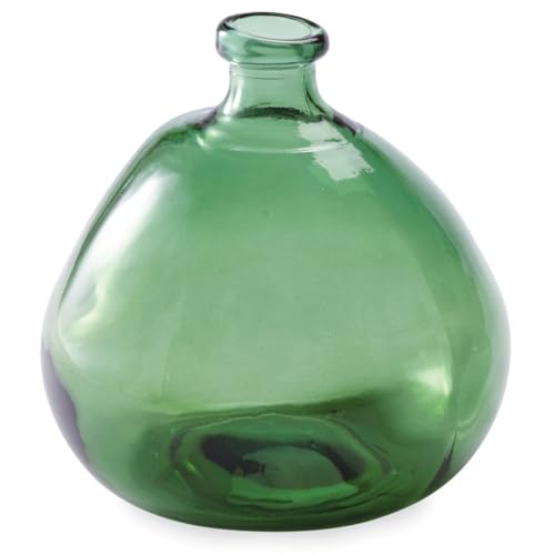 Mud Pie Recycled Green Spanish Rounded Small Glass Vase 7.5" x 6.5" Dia - Image 2