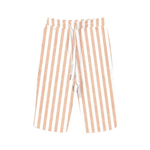 GOKKILRW Striped Linen Pants Women Summer Loose Casual Capri Pants Lightweight Comfy Hippie Beach Crop Trousers with Pockets2