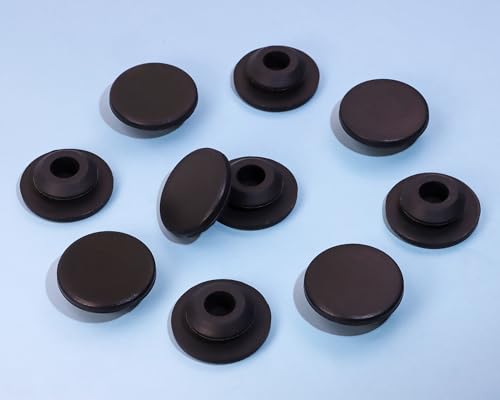 Image of ONLYKXY 10 Pcs Silicone Round Snap in Type Locking Furniture Hole Plugs Button Protective Cover Cap Head (20mm /0.78inch, Black)