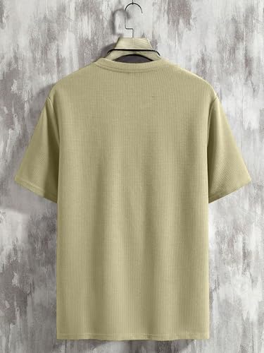 Image of TAGDO Men's Waffle Knitted V Neck|T Shirt for Man|Waffle|Cotton|Casual| Regular Fit Tees (2012)