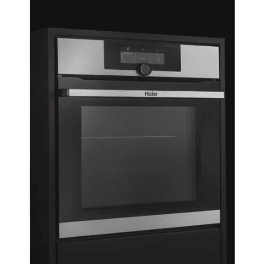 Haier I-Turn Series 2 HWO60SM2F9XH - Forno multifunzione, pirolitico, pulizia con acqualisi o pirolisi, connettività Wi-Fi, capacità 70 l, cottura multilivello, 13 funzioni, inox e nero