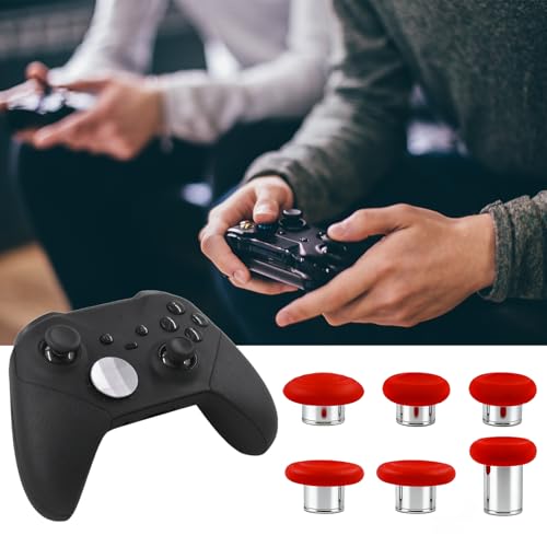 Image of 6 in 1 Metal Thumbsticks Replacement for Xbox Elite Series 2 Controllers, Thumbsticks for Elite Series 2 Core Controllers, Elite Series 2 Controller Replacement Thumbsticks (Red)